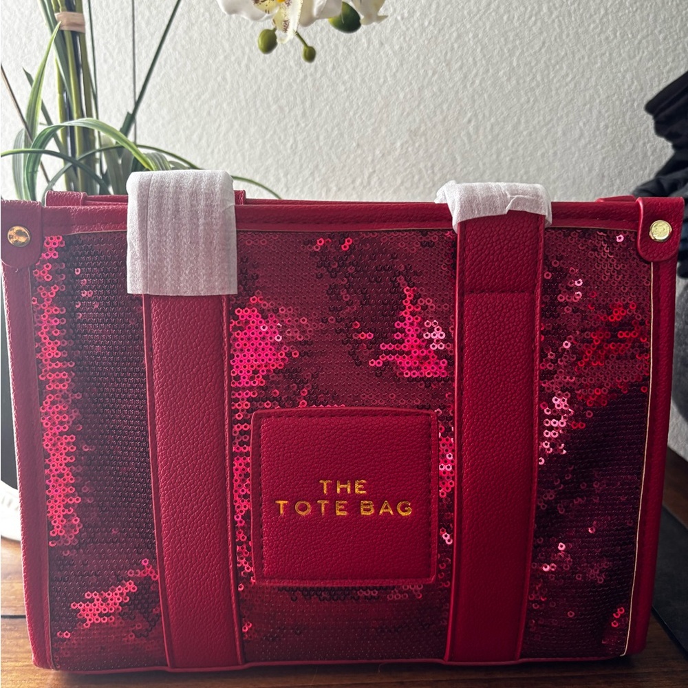 Red Sequin Tote Bag